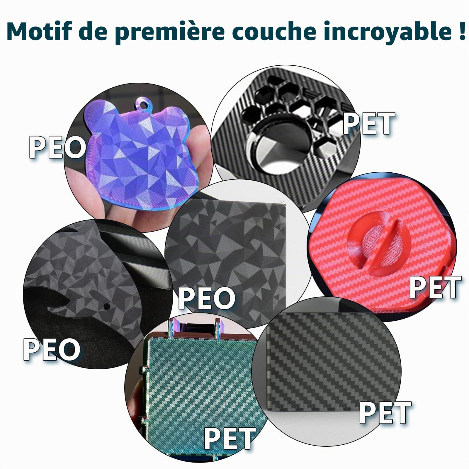 Pour Snapmaker U1 - PEO PET - 270 x 270 mm - Double face - Plate-forme de lit chauffante en PEI - Flexible et amovible - Fabriqué en acier à ressort pour pièces Snapmaker U1 (fibre de carbone +