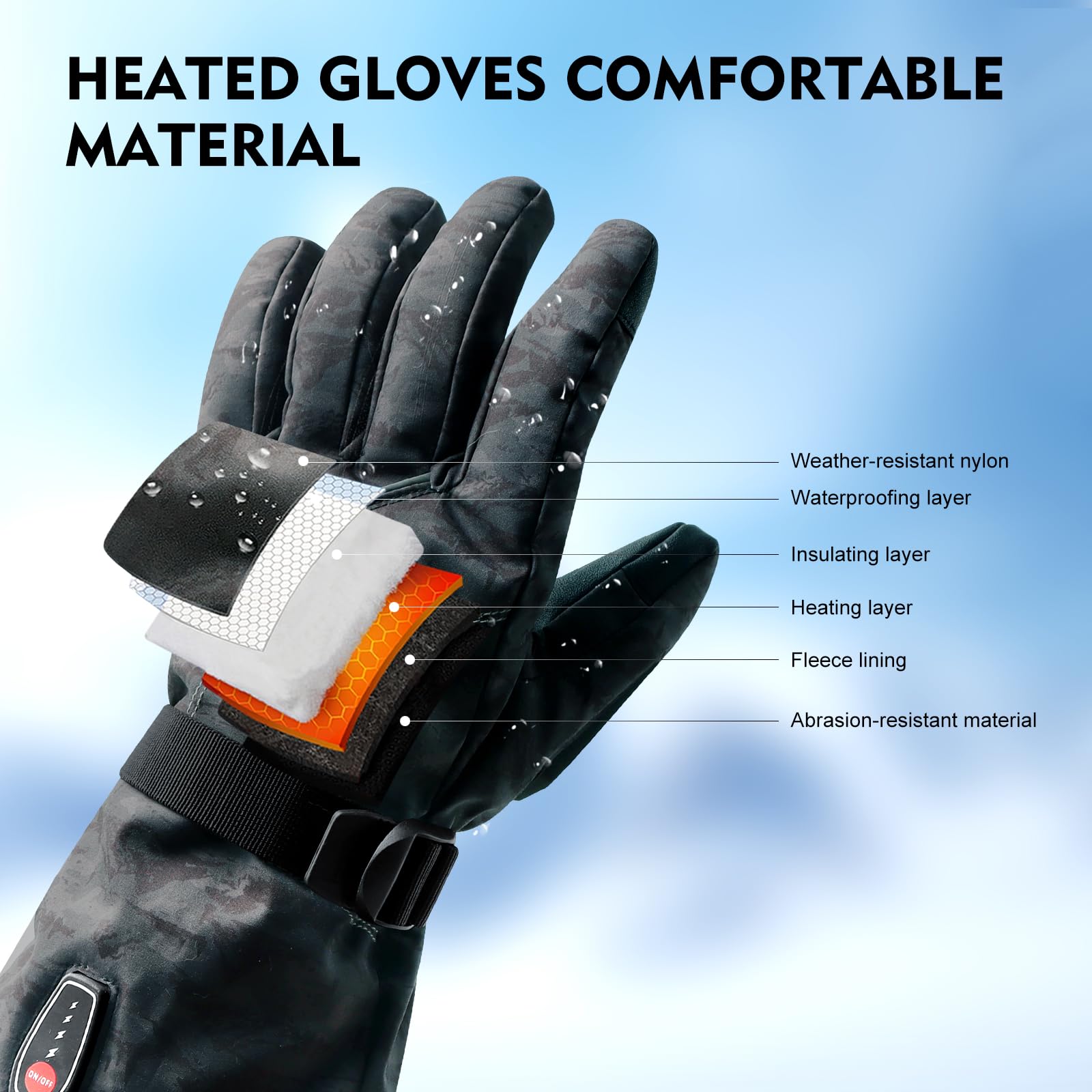 Guantes calefactados, guantes calefactados para hombres y mujeres, resistentes al agua, con pantalla táctil, recargables, con 2 baterías de 7.4 V y 3200 mAh