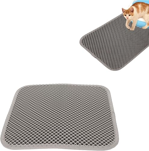 Tapete de arena para gatos, diseño de doble capa, impermeable, a prueba de orina, para cajas de arena, tapete de doble capa de EVA para atrapar