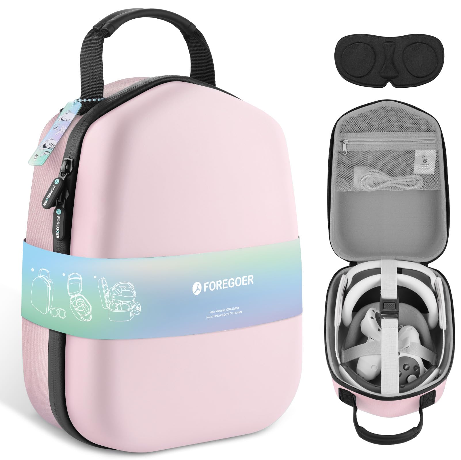 Photo 1 of FOREGOER Hard Carrying Case Compatible with Meta Quest 3S/Quest 3/Oculus Quest 2 Official Original, Portable Travel Vision Pro Case for Touch Controllers Accessories