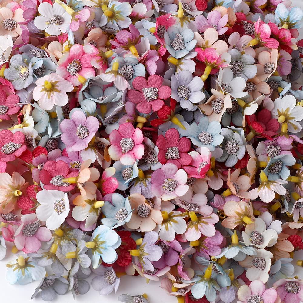 Sorrento CraftsMini Silk Daisy 50pcs 2.5cm Multicolor Artificial Flowers Heads DIY Scrapbooking Home Wedding Christmas Decoration Garland Wreath Accessories Craft(Color 2)