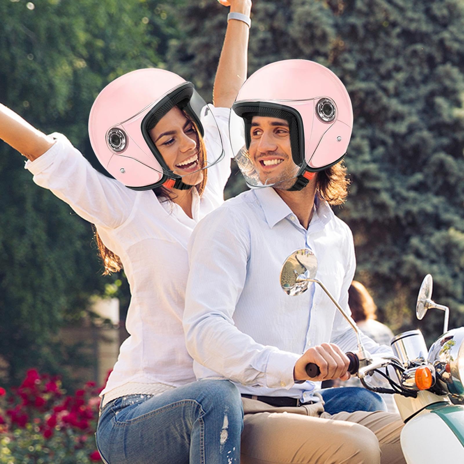 Duży kask motocyklowy Sprzęt ochronny z półtwarzowym wizjerem oddychającym