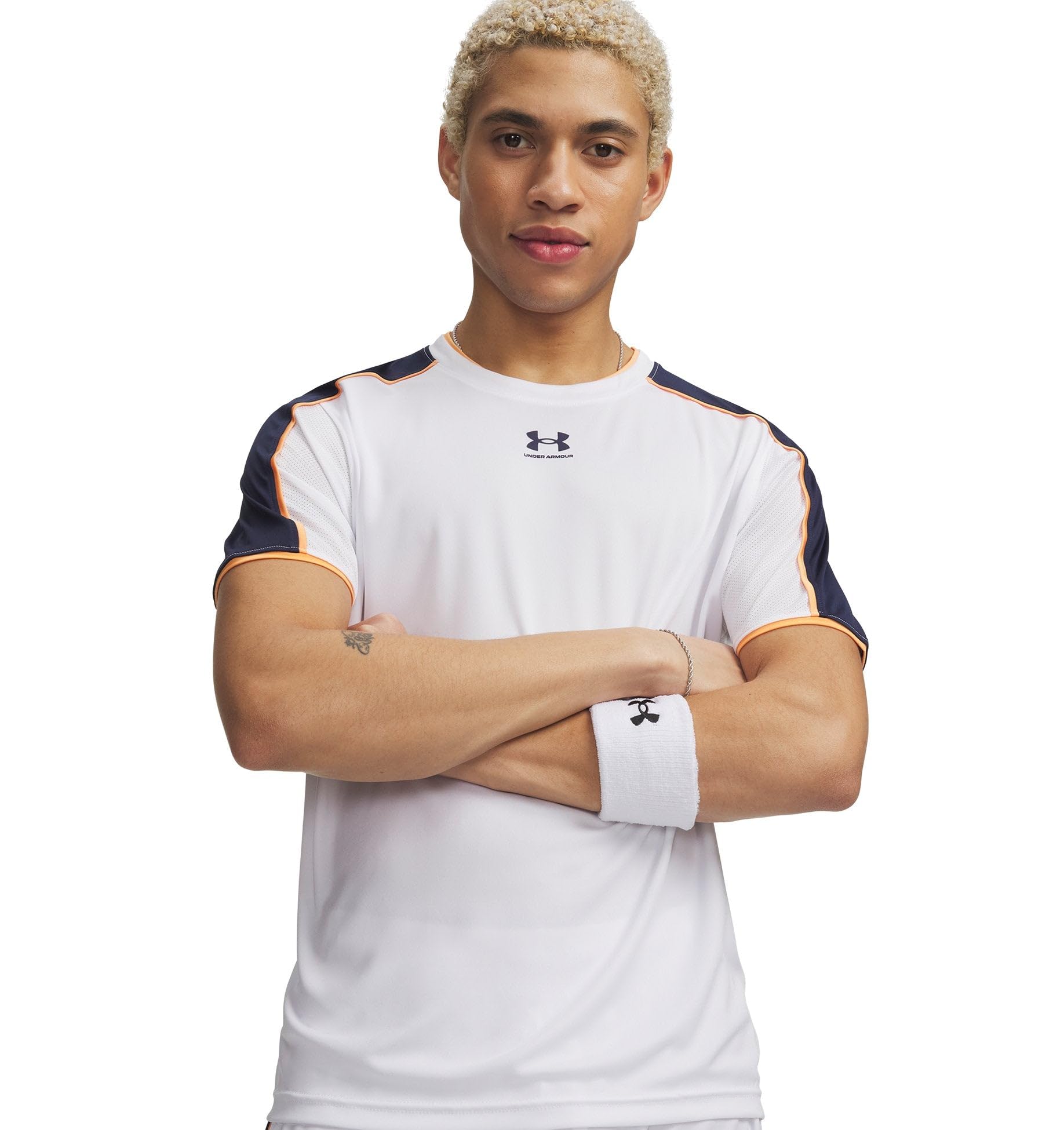 Under Armour Men's White Challenger Train Short Sleeve / Midnight Navy Xxl