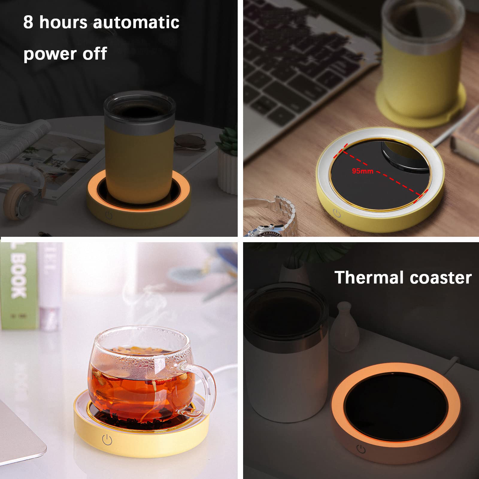 Posavasos eléctrico de café con luz Nocturna, Placa calefactora de Calentamiento rápido en Invierno, Calentador de Taza de Leche/té/Agua de Oficina, Regalo para cumpleaños