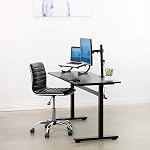 VIVO Hauteur réglable 55 x 24 bureau à pied de pouce, poste de travail de bureau de sit-stand à la main avec cadre et dessus de table monopièce solide, noir, DESK-M55TB