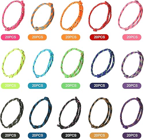 Miniatura 4 de Hillban 300 pulseras de la amistad a granel para niños, pulseras de gelatina de neón de los años 80, regalos de fiesta de los 80, cuerda de