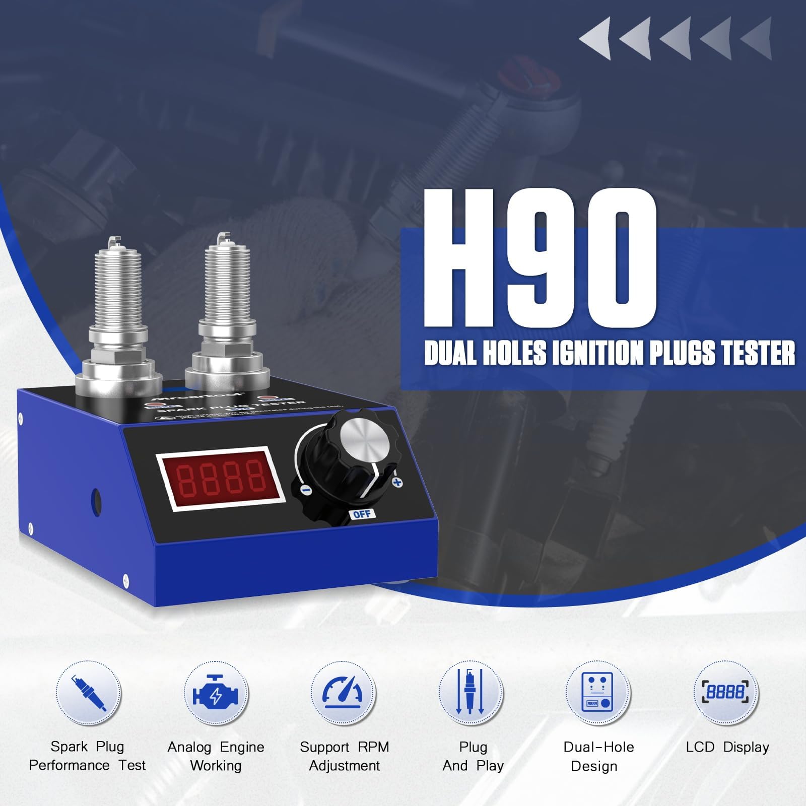 Testatore di Candele per Auto a Doppio Foro, Testatore per Bobina di Accensione del Motore Automobilistico 500-9000 rpm, Strumento con Foro per Candele da 12 mm e Frequenza di Funzionamento Regolabile