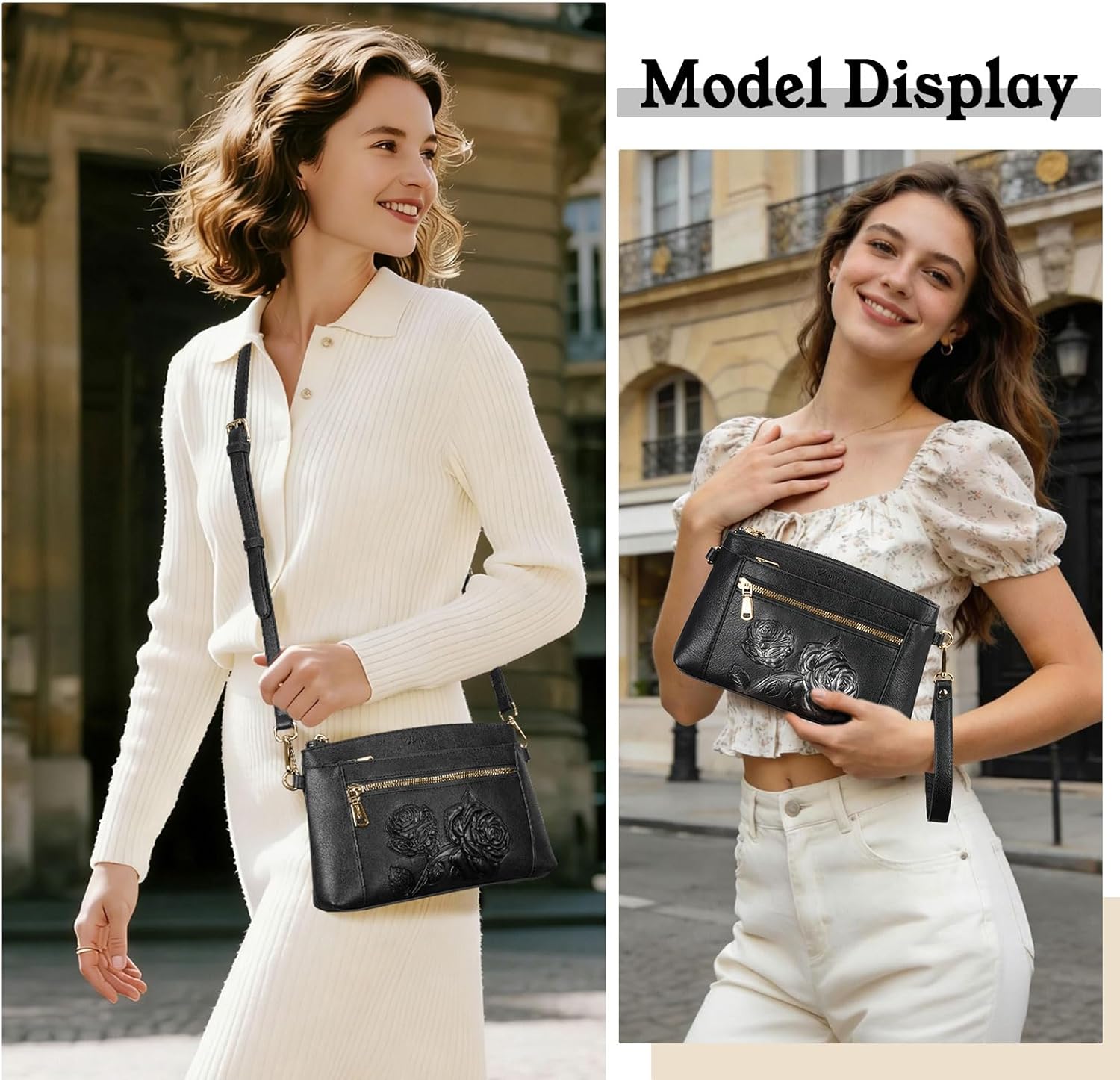 Small Crossbody Bags for Women,Vegan Leather Cell Phone Purse Embossed Clutch Purse with Shoulder and Wrist Strap | Breathable Material, Adjustable Strap, Multi-Pockets, Detachable Strap - Image 2