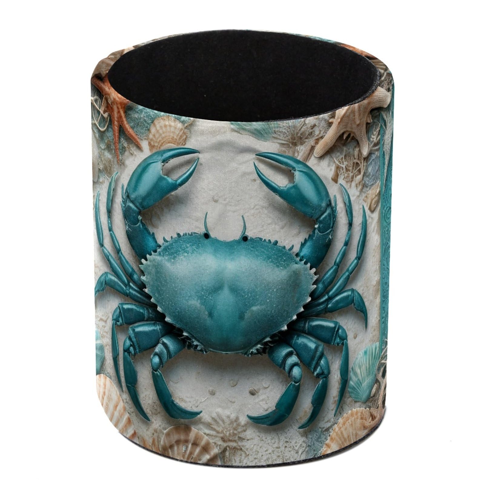 FWJZDSP Teal Crab PU Leather Pencil Organizer, Makeup Brush Holder, Office Decor and Desk Accessories Durable