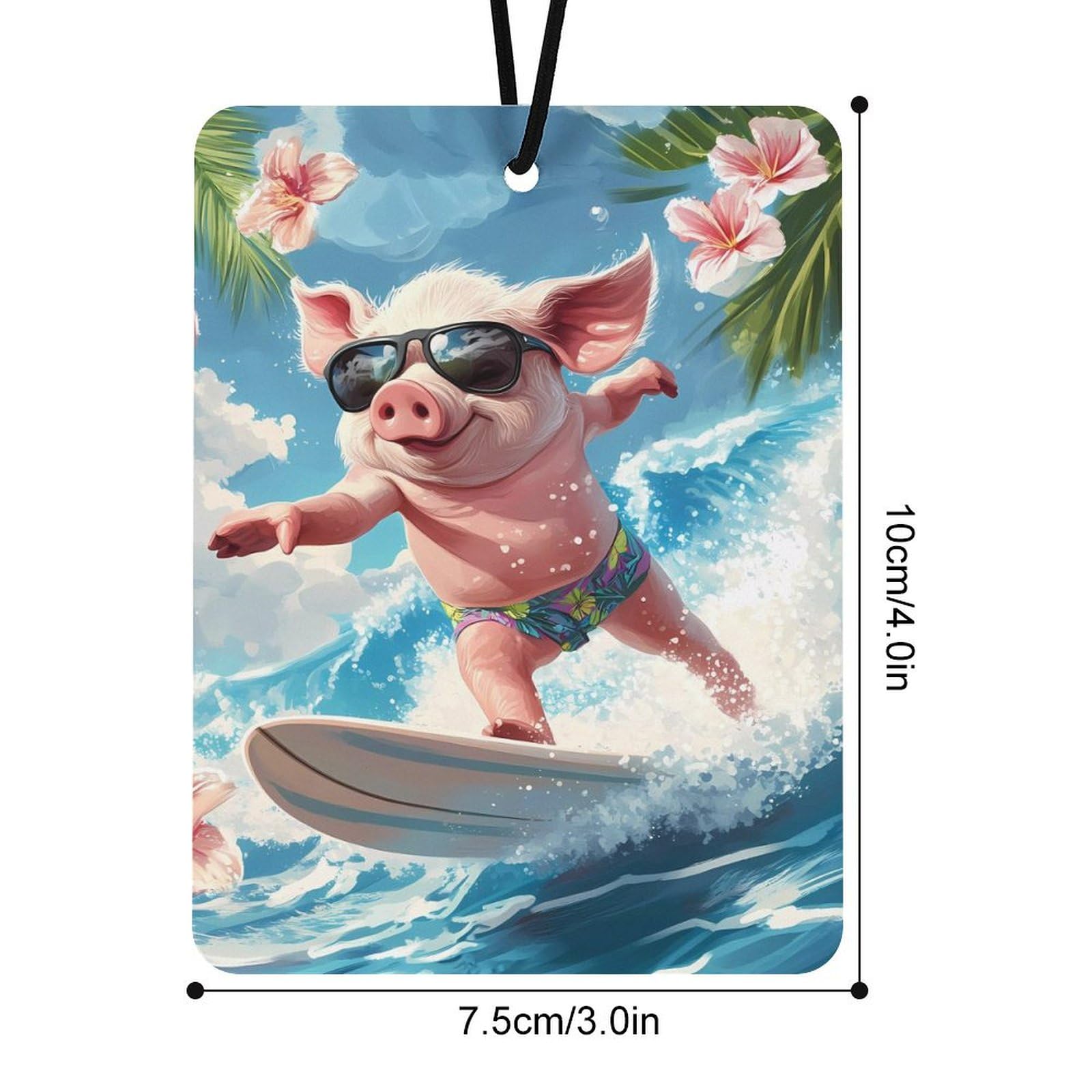 Pigs Surfing Car Air Freshener Hanging Aromatherapy Tablets for Car Accessories Square