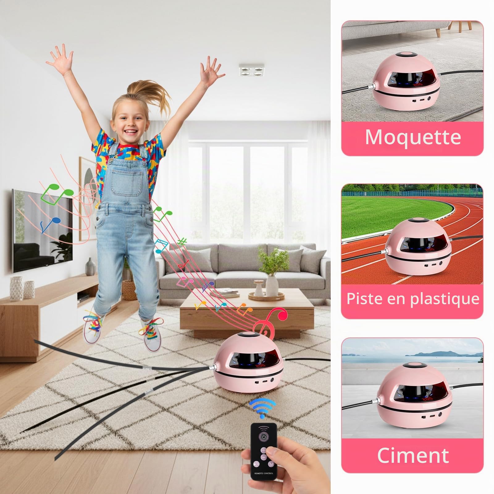 Corde à Sauter Électronique, Machine à Sauter Intelligente avec Télécommande, avec 10 Niveaux de Vitesse, Compteur D'affichage LED, Musique Bluetooth, Appareil D'entraînement pour Enfants et Adultes