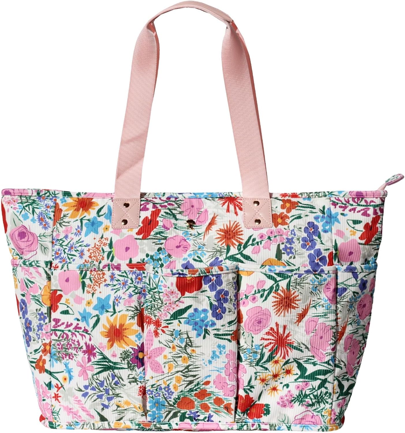 Corduroy Women Ladies Weekender Bag Muti-pockets Overnight Carry-on Duffel Travel Gym Tote Luggage Duffle with Trolley Sleeve (Corduroy Pink flower)