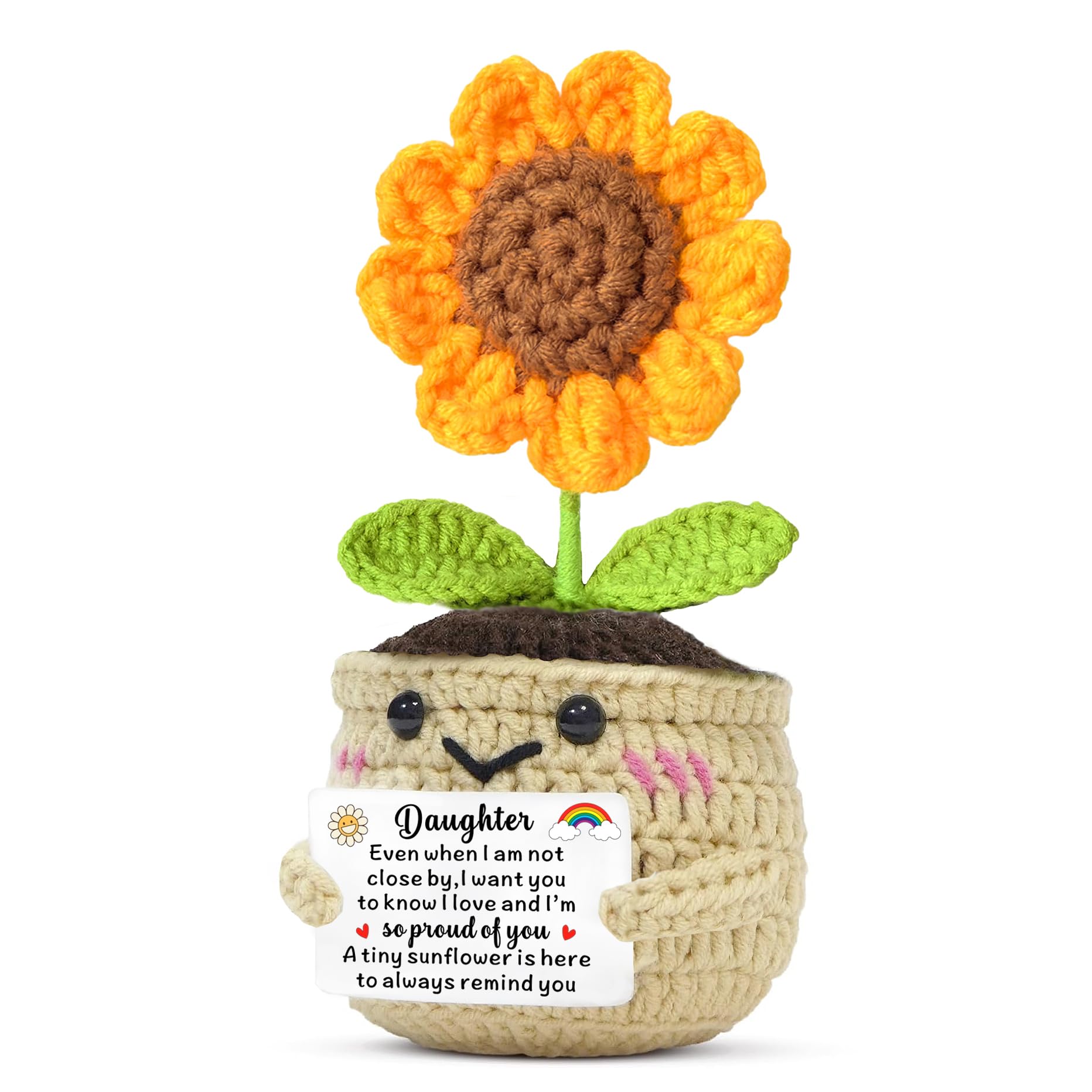 JMIMO Daughter Gifts Handmade Sunflower Crochet Daughter Birthday Christmas Graduation Gifts from Dad Mum Daughter Proud of You Present Idea
