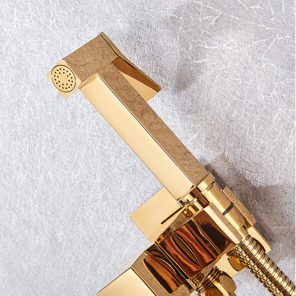 Spruzzatore per bidet con acqua fredda e calda, in ottone, portatile, per doccia, doccia, bidet, rubinetto per la pulizia del WC, igiene personale, oro rosa (spazzolato