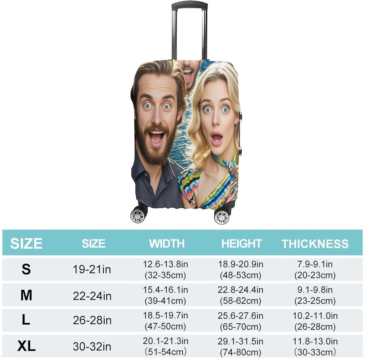 Custom Luggage Covers Personalized Suitcase Protector with Photo/Text Print, Durable Travel Suitcase Cover for Easy Identification (Fits 30-32")