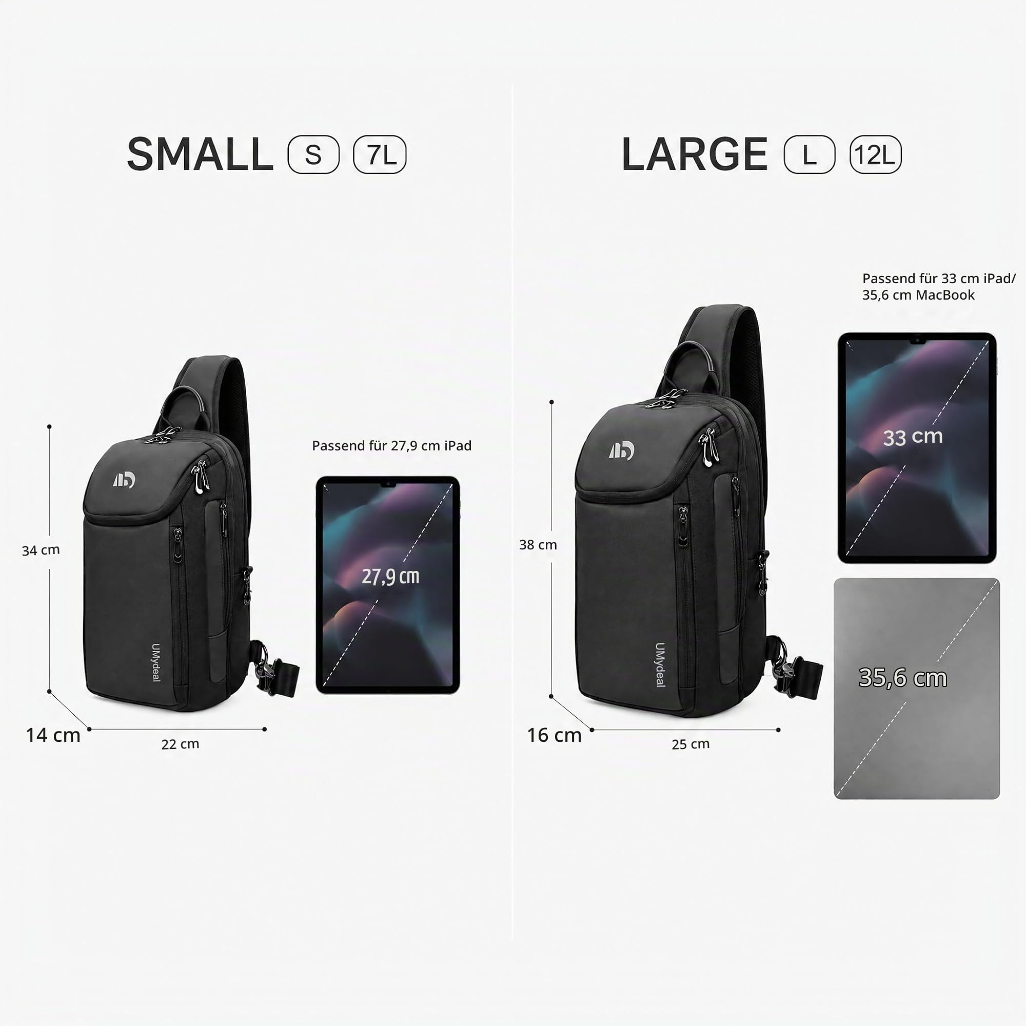 Sling Bag Herren Umhängetasche Wasserdichte Klein Schultertaschen Diebstahlsicher Crossbody Bag Damen für Outdoor Reisen Freizeit Sport