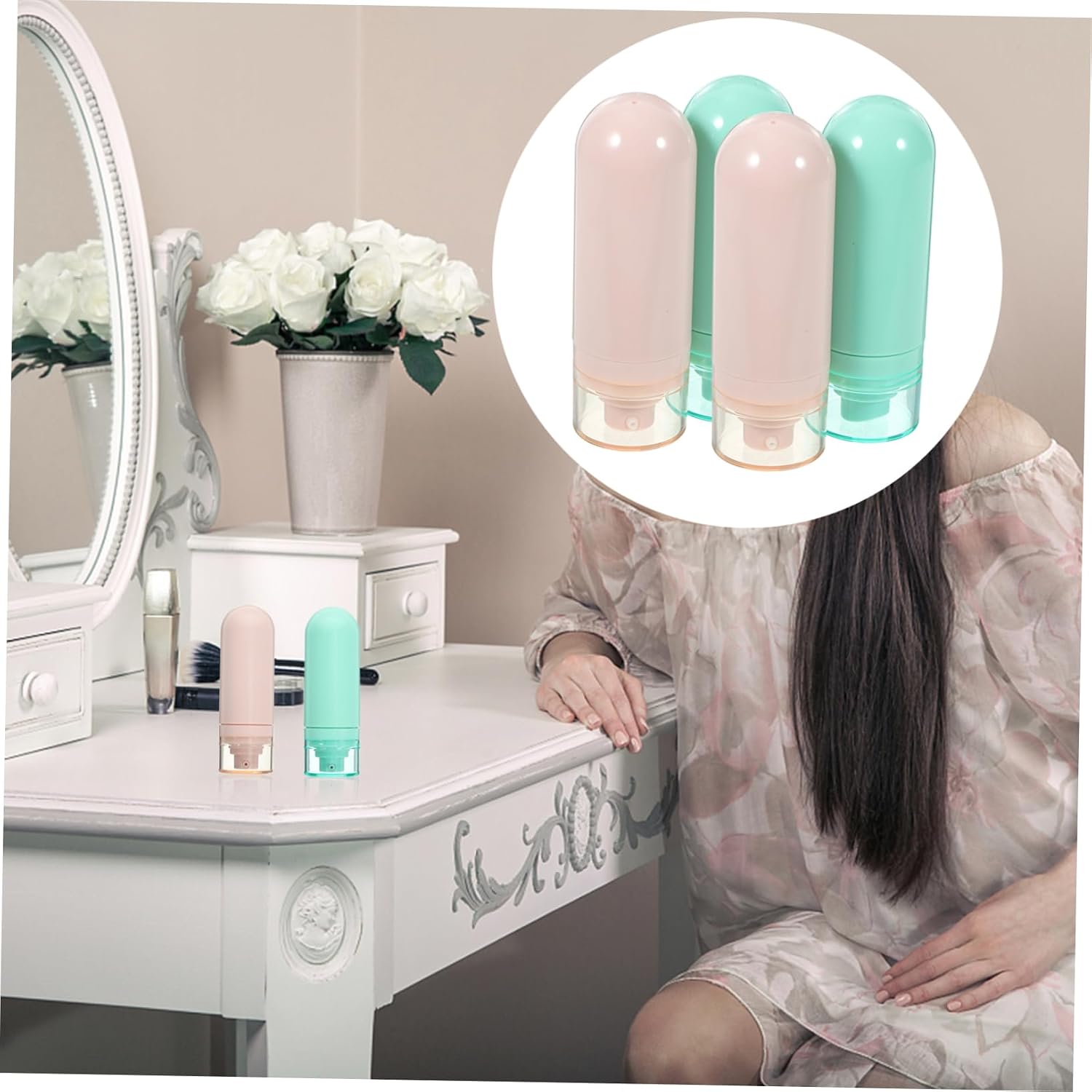 4 Pack Refillable Travel Bottles 50ml ABS Vacuum Lotion Containers image 5