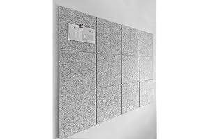 Large Cork Board Alternative - 12 Pack Felt Wall Tiles with Safe Removable Adhesive Tabs