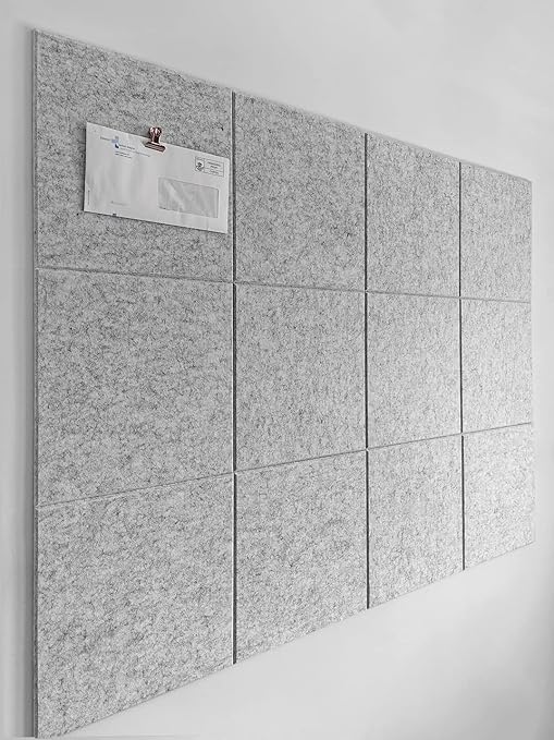 DECORITA Large Cork Board Alternative 12 Pack Felt Wall Tiles with