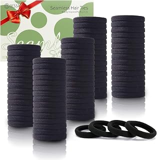 Bessrung 100 Pack Seamless Black Hair Ties for Thick Hair - Stretchy No Damage Elastic Ponytail Holders for Women Girls Everyday Use