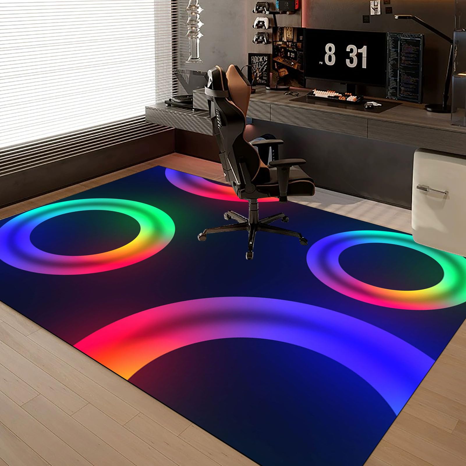 Dywan na krzesło do gier Dywan Krzesło 150 x 180 cm Dywan Krzesło Koła Dywan Krzesło Biuro Dywan Gaming Podłoga Ochrona Podłogi Wielofunkcyjny Dywan Domowy Dywan Biuro