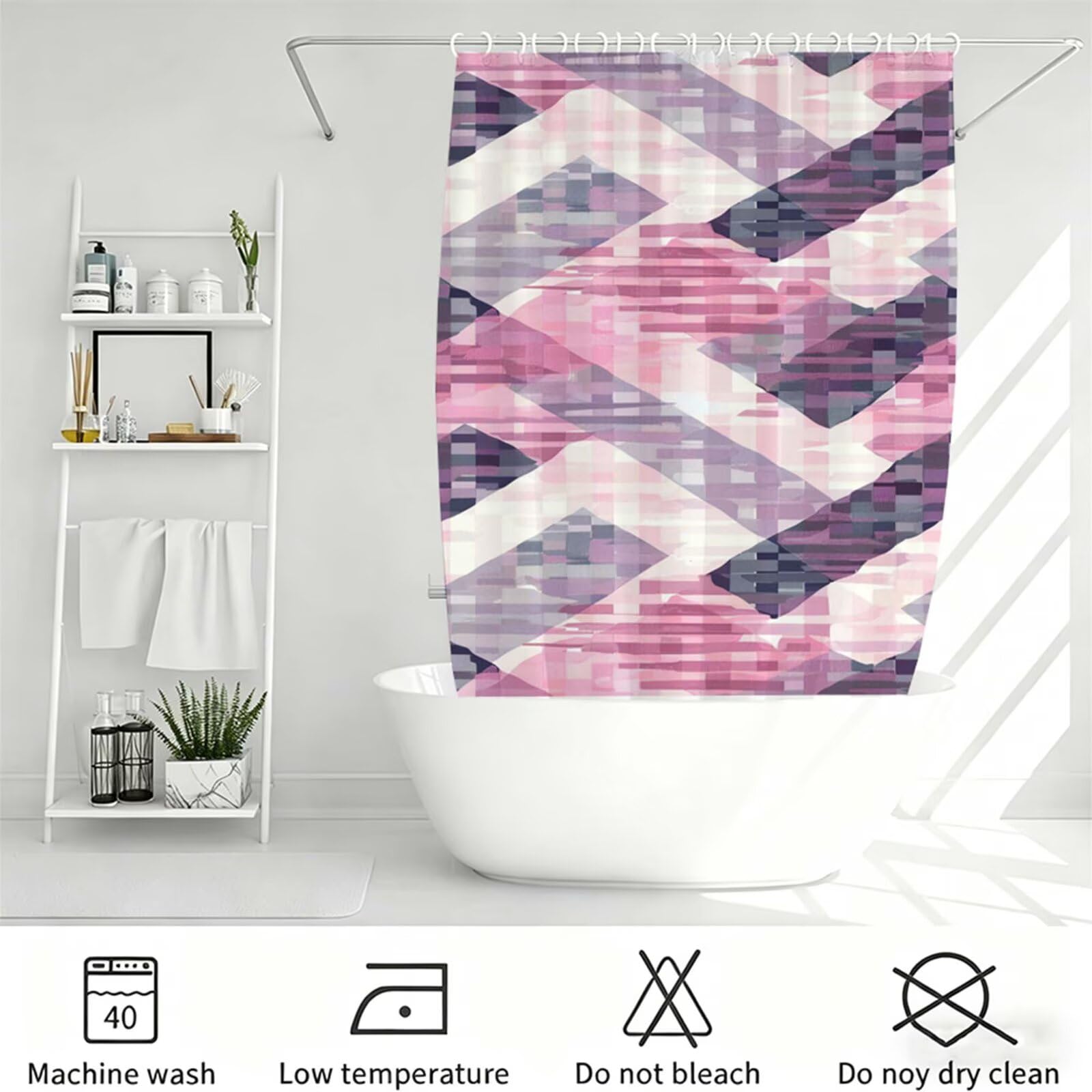 rosa chiaro Tenda Doccia 200x200cm,Tenda per Doccia Tessuto Poliestere Impermeabile Asciugatura Rapida 12 Anelli,Tende Finestra Bagno Vasca Pieghevole per Angolare Casa Shower Curtain Semplice J-612