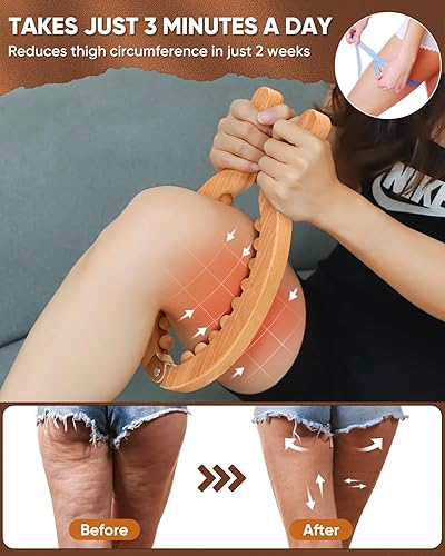 Miniatura 2 de ONUEMP Removedor de celulitis de madera para piernas, herramientas de terapia de madera, kit de maderoterapia colombiana para drenaje linfático,