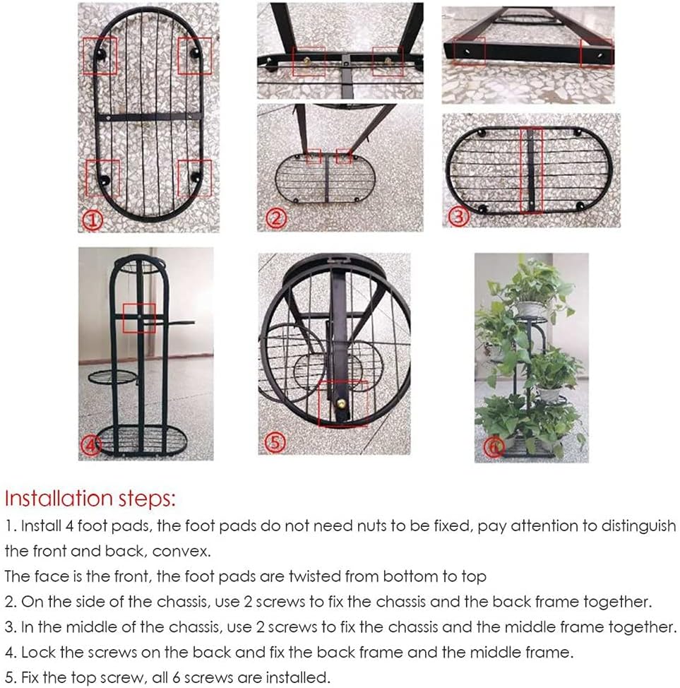 4 Tier 5 Potted Plant Stand Iron Flower Plant Stand Rack Multiple Flower Pot Holder Organizer Display(D)
