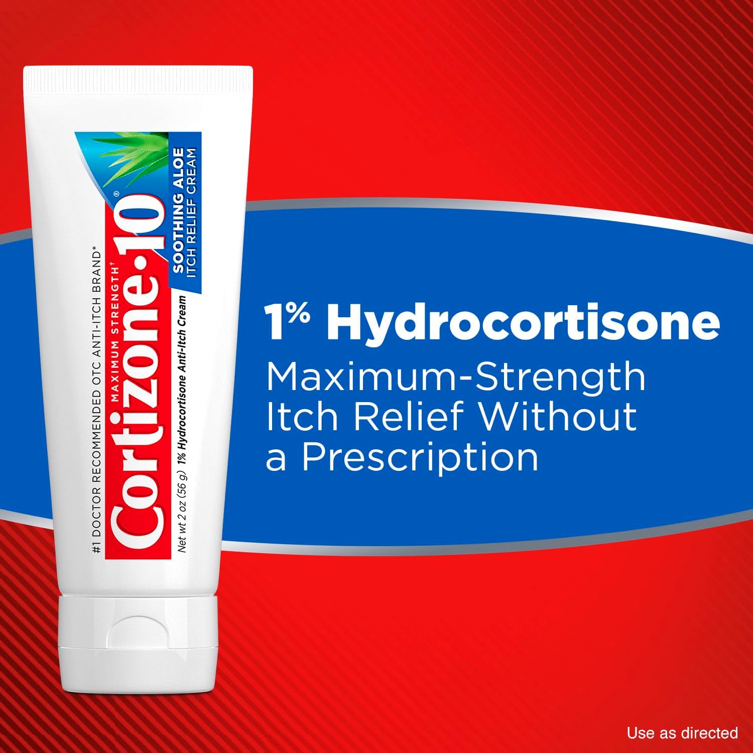 Cortizone-10 Maximum Strength Soothing Aloe Itch Relief Cream, 1% Hydrocortisone, Fast-Acting, Anti-Itch Cream for Bug Bites, Rash, Eczema, Psoriasis, Poison Ivy, Oak, Sumac, 2 oz (Pack of 4)