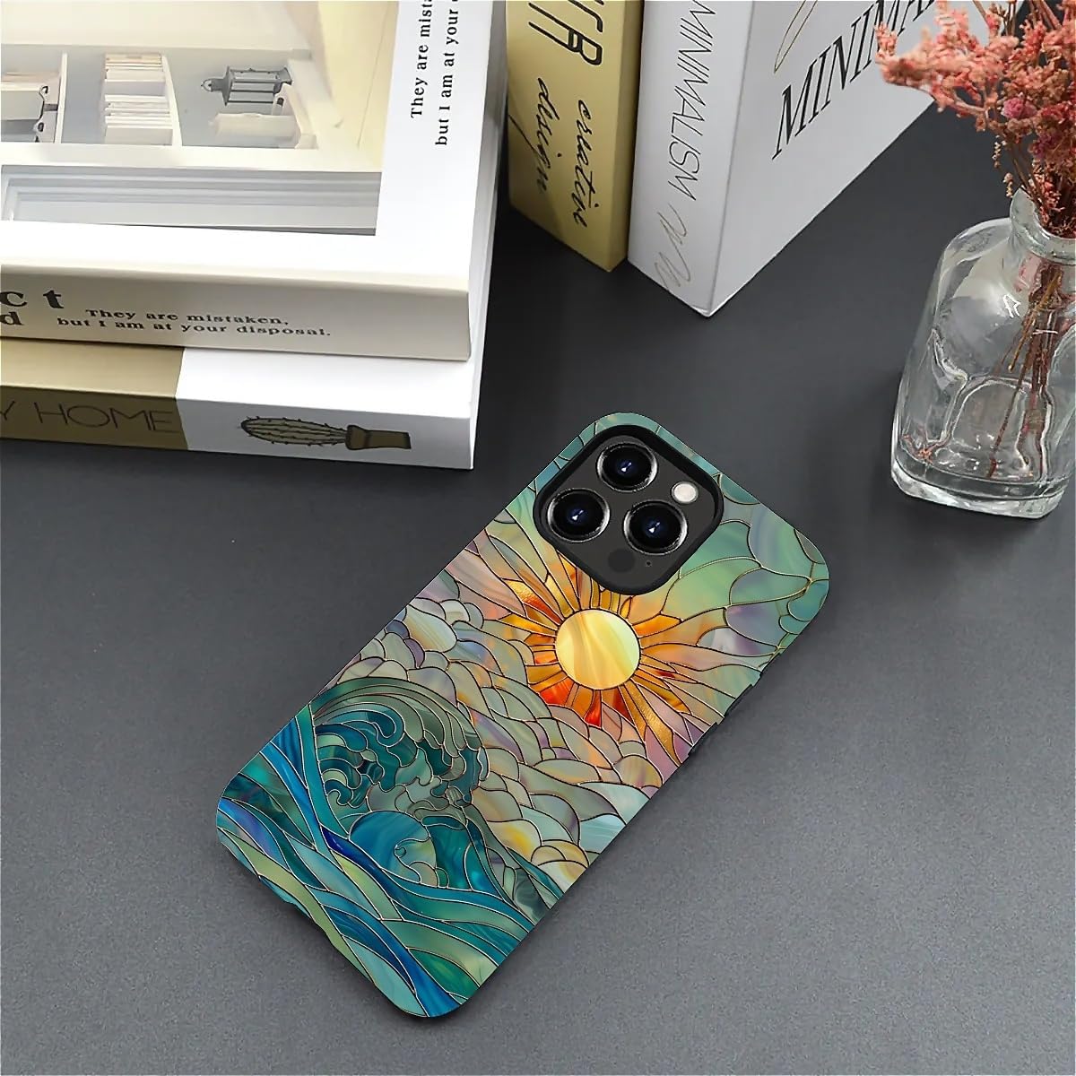 DAIZAG Compatible with iPhone 15 Pro Max Case,Sun Rays Ocean Waves Stained Glass Full Pattern Plastic Soft TPU Anti-Drop,Double Protection Corner Case for iPhone 15 Pro Max - Image 3
