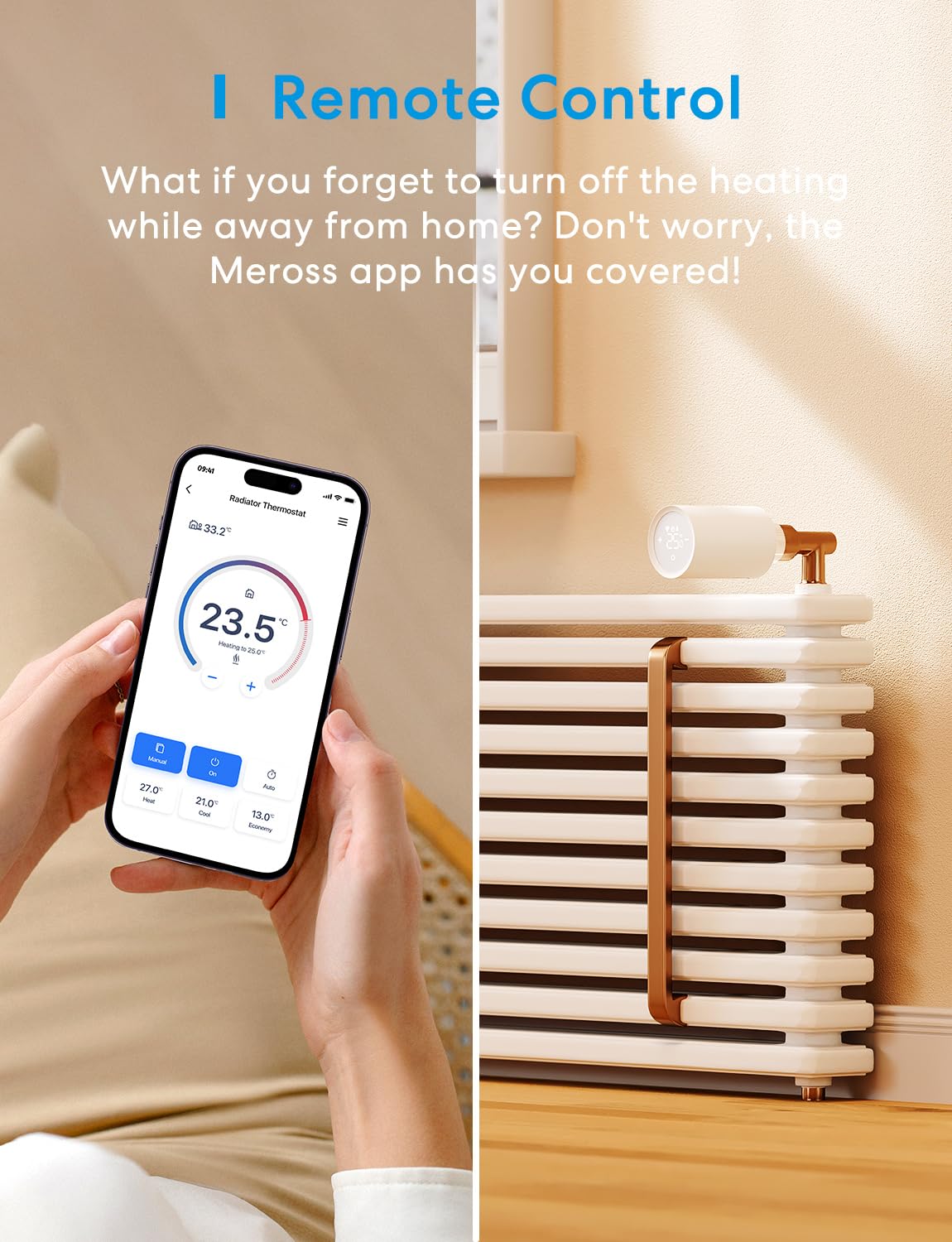 Meross Matter Heizkörperthermostat WLAN Heizungsthermostat benötigt extra Hub Smart Thermostat WLAN Funk Thermostat Kompatibel mit HomeKit, Alexa und Google Assistant