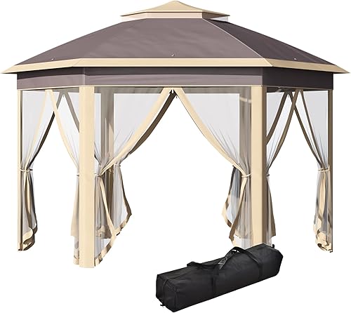 Outsunny Tienda de campaña desplegable de 11 x 13 pies con paredes laterales de malla con cremallera y bolsa de transporte, tienda de campaña para