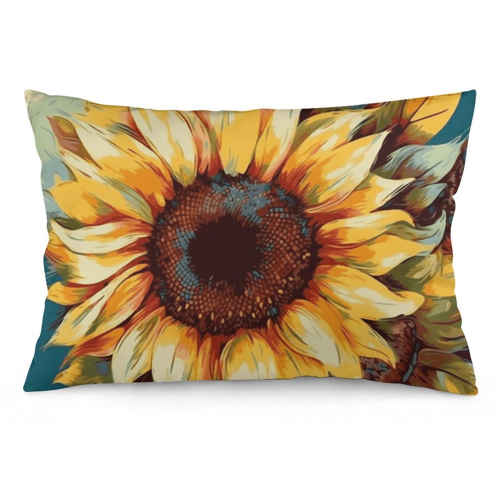 2 Pack Pillow Cases for Hair and Skin, Soft Breathable Pillow Case Covers with Hidden Zipper, Color Painting Sunflower Pillowcase 20"x30" Pillow Covers for Sleeping Gift