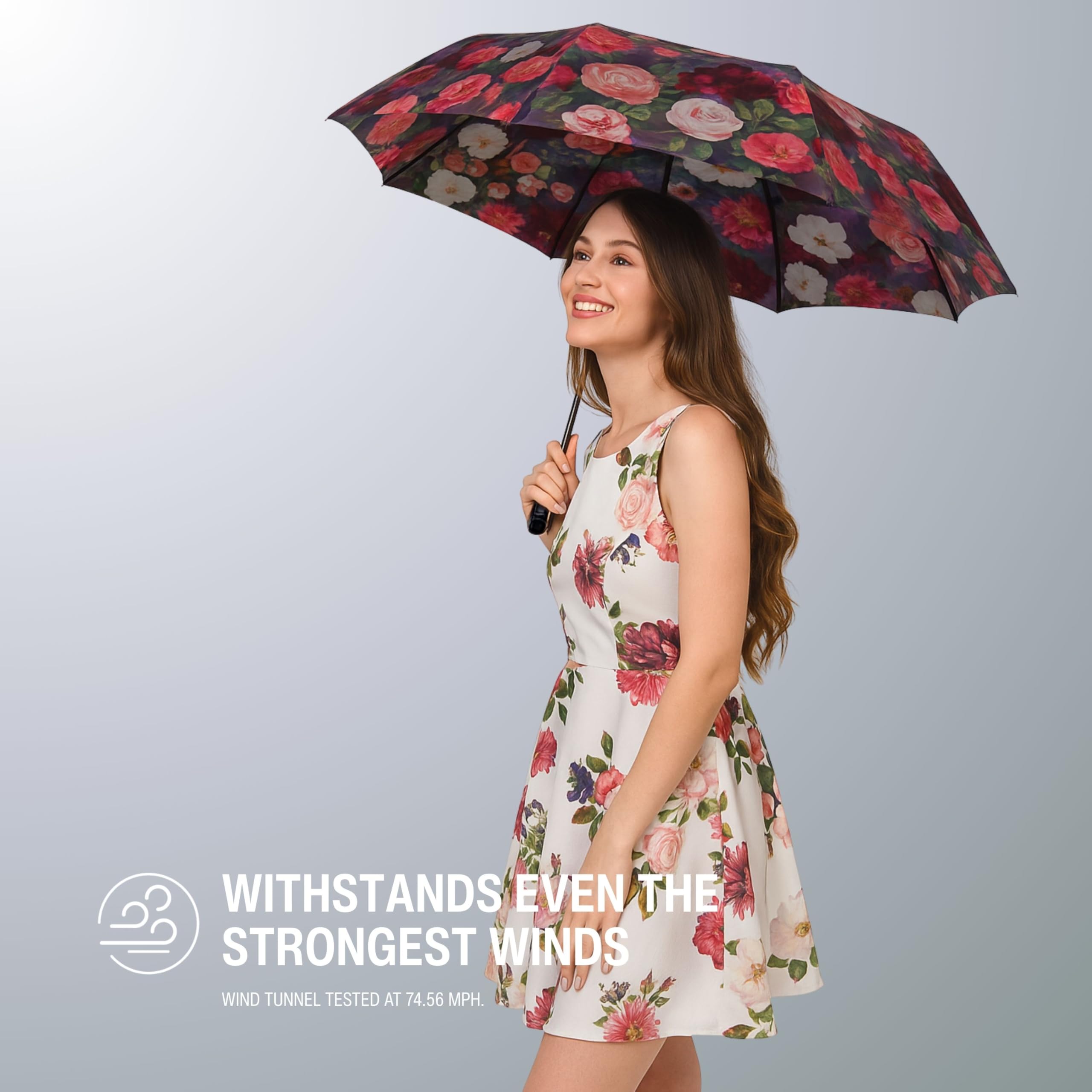 Knirps Parapluie de Pluie à Ouverture et Fermeture Automatique Duomatic T.200 - Parapluie Compact Coupe-Vent pour la Pluie - Parapluie de Voyage pour Adultes
