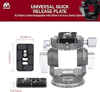 EVUMO Dupla Panoráma Állványfej - 360° Forgó Videófej Kamerákhoz, 8 kg Teherbírás, Arca-Swiss Kompatibilis, DSLR, Okostelefon, Alumínium, 52 4