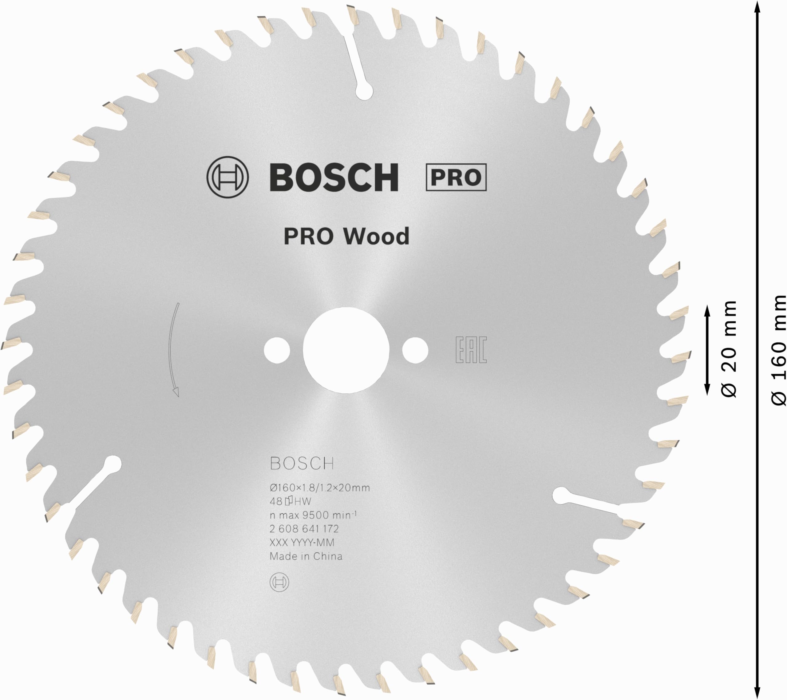 Bosch Accessories 2608641172 Opti Legno Mano, Nero, 160 mm