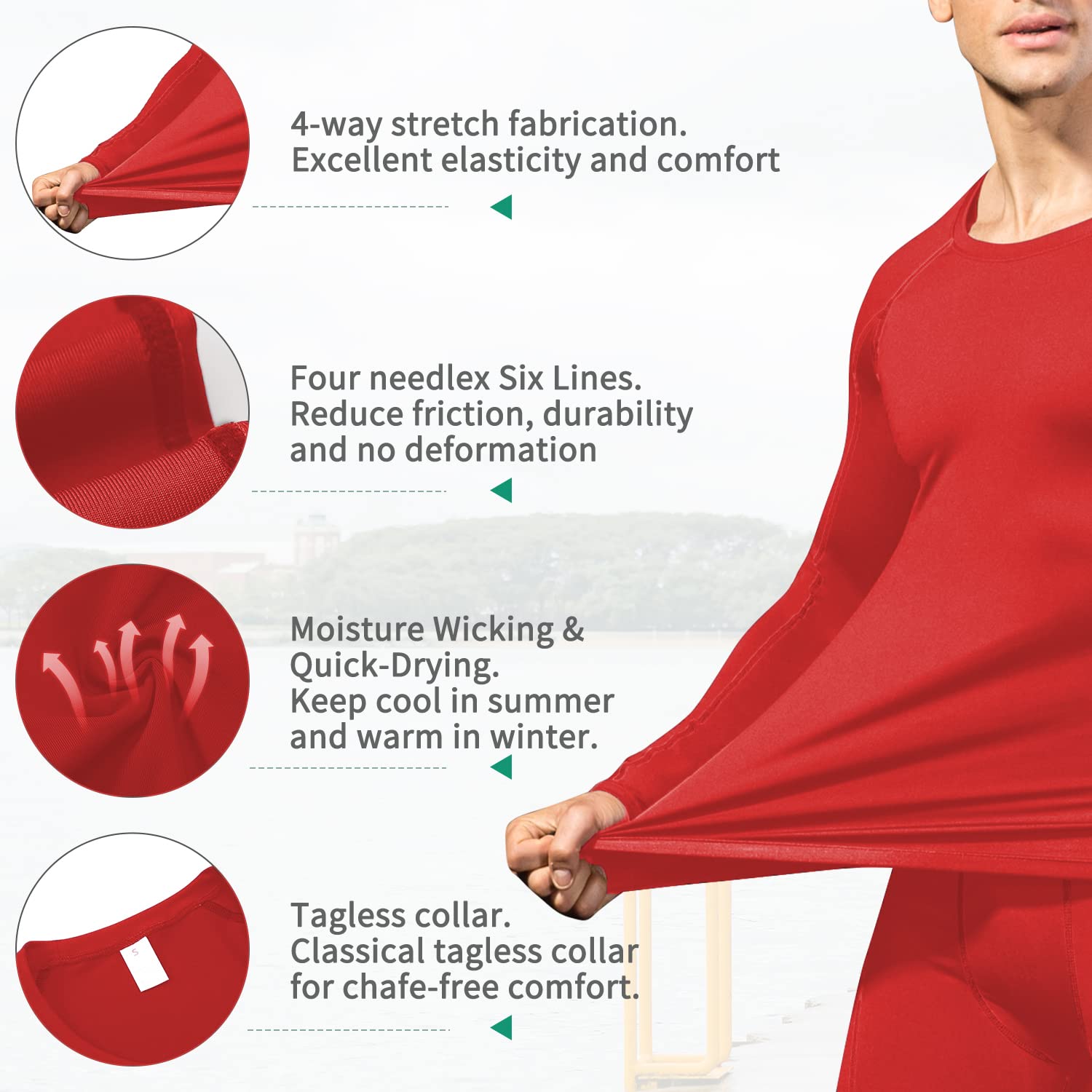 Queerier Camisetas de compresión para Hombre, de Manga Larga, Transpirables, para Gimnasio, Entrenamiento, Correr, para Hombre