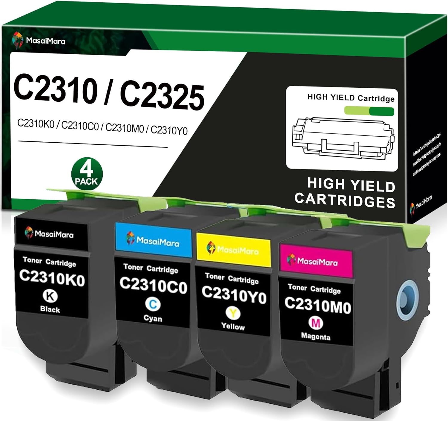 MasaiMara C2310 C2310K0 C2310C0 C2310M0 C2310Y0 Compatible Toner Cartridges for Lexmark C2325 C2325dw C2425 C2425dw C2535 C2535dw MC2325 MC2325adw MC2425 MC2425adw MC2535 MC2640 Printer