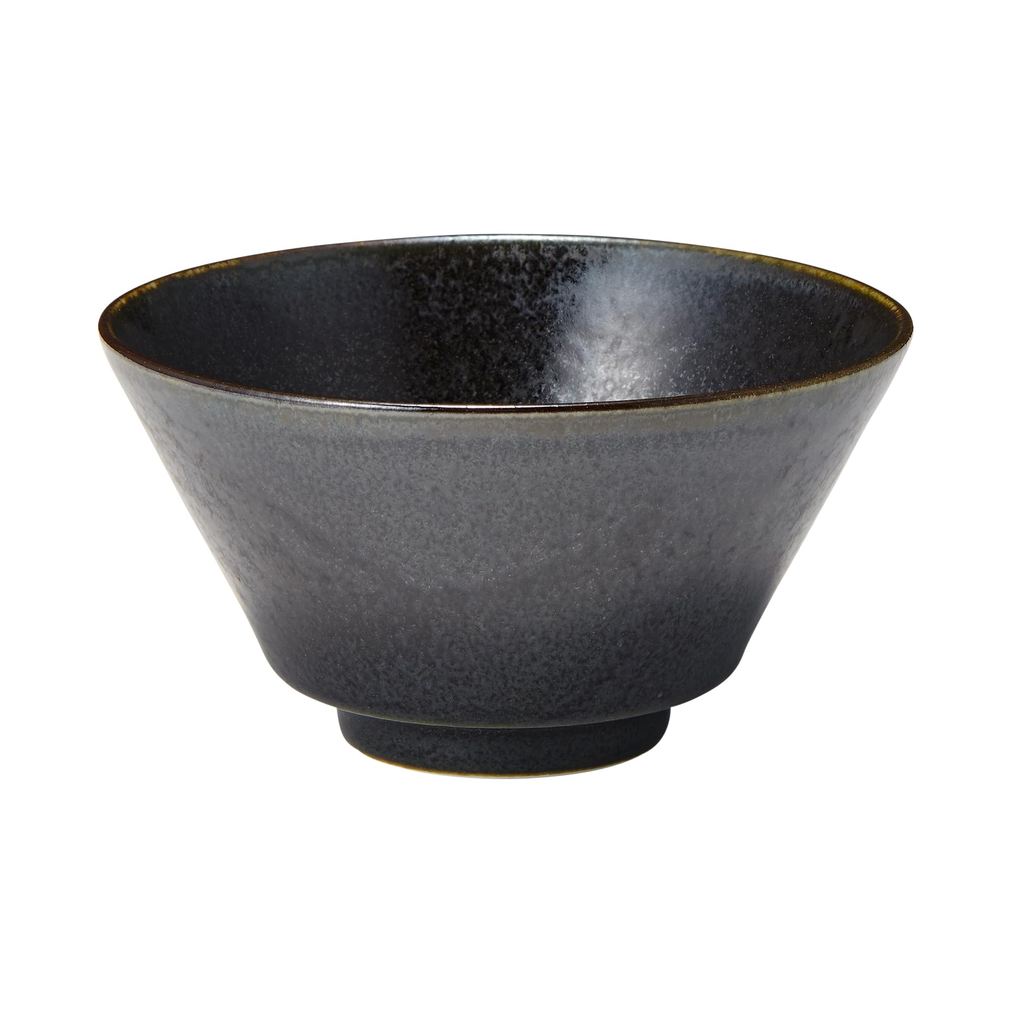 Mu-in Ryohin Mino-yaki Rice Bowl, Black Glaze, Approx. Diameter 12.7 cm 83993528