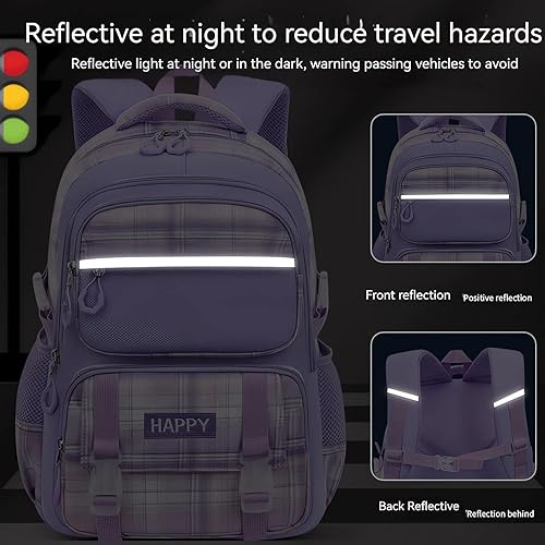 Miniatura 6 de WYCY Mochila escolar para niños, mochilas grandes para niñas, bolsas grandes para adolescentes y niñas, bonita bolsa de libros con compartimentos,