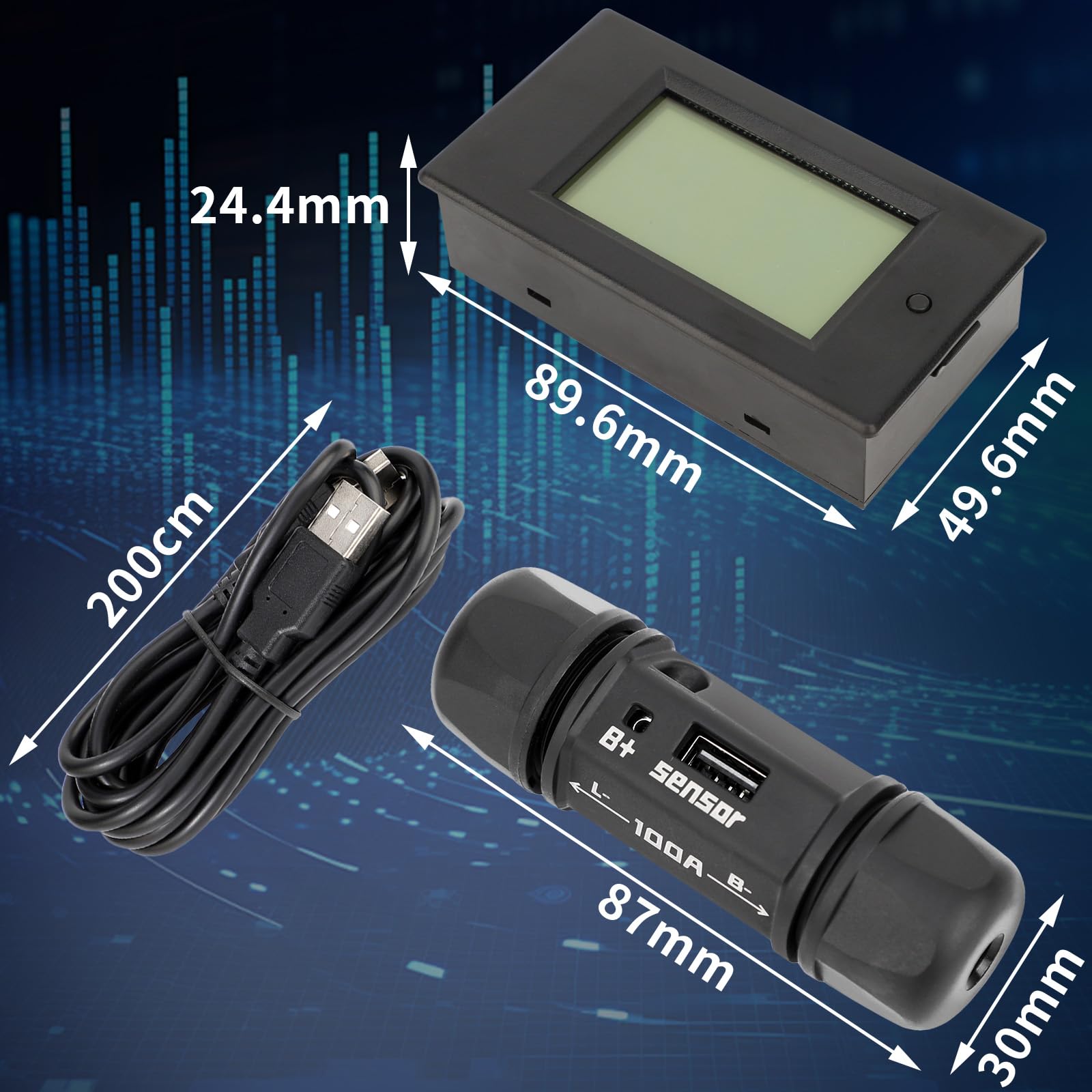 Amazon.co.jp: DROK DCパワーメーター、100A 6.5-100V 12V 24V 36V 48V