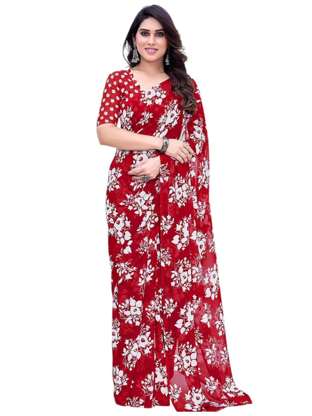 Women’s Printed Georgette Saree with Unstitched Blouse Piece | Lightweight Ethnic Wear Saree-picture-14