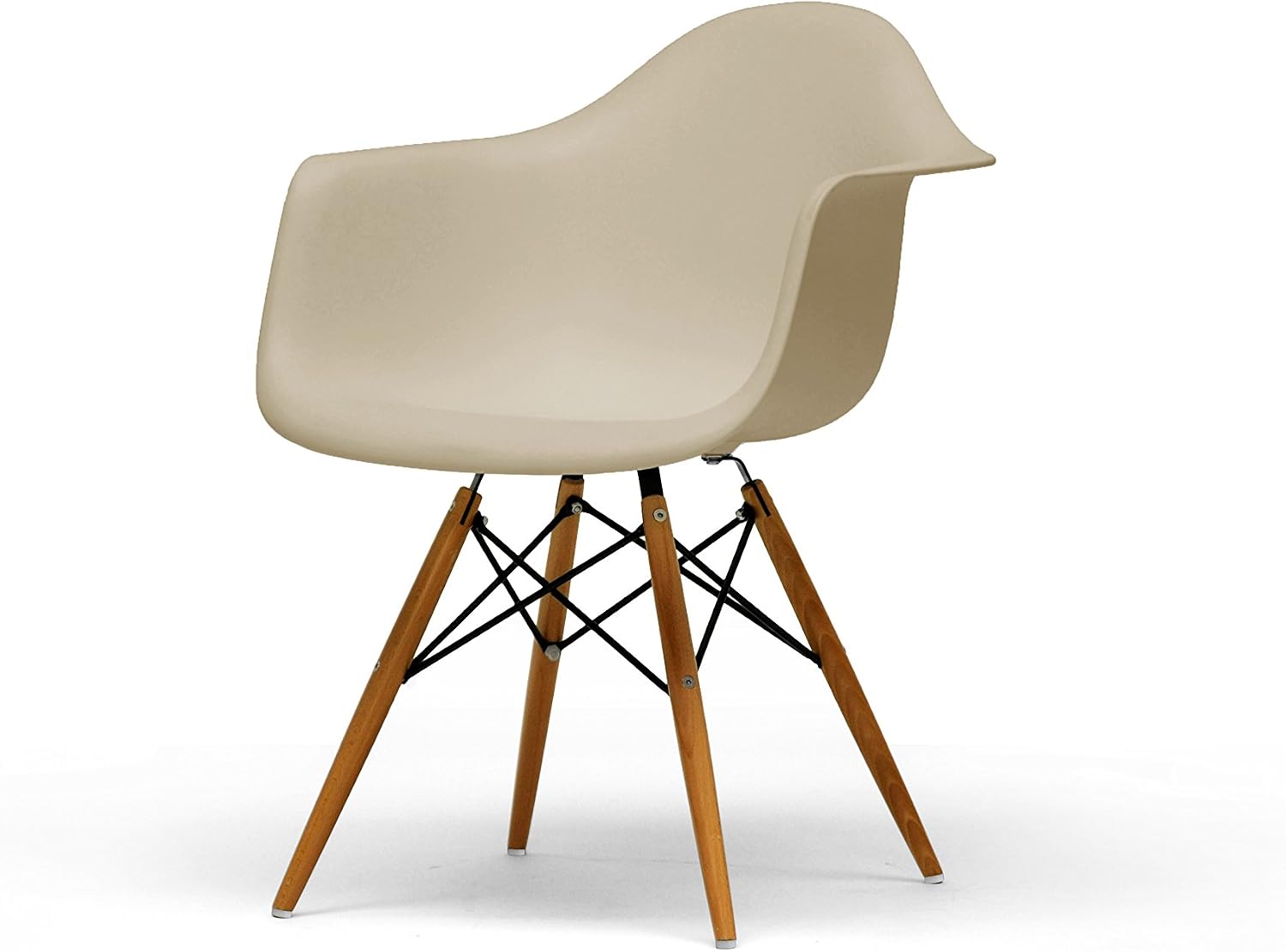 Baxton Studio Pascal Plastic Mid-Century Modern Shell Chair, Set of 2, 23.2" Length x 24.2" Width x 31.2" Height, Beige