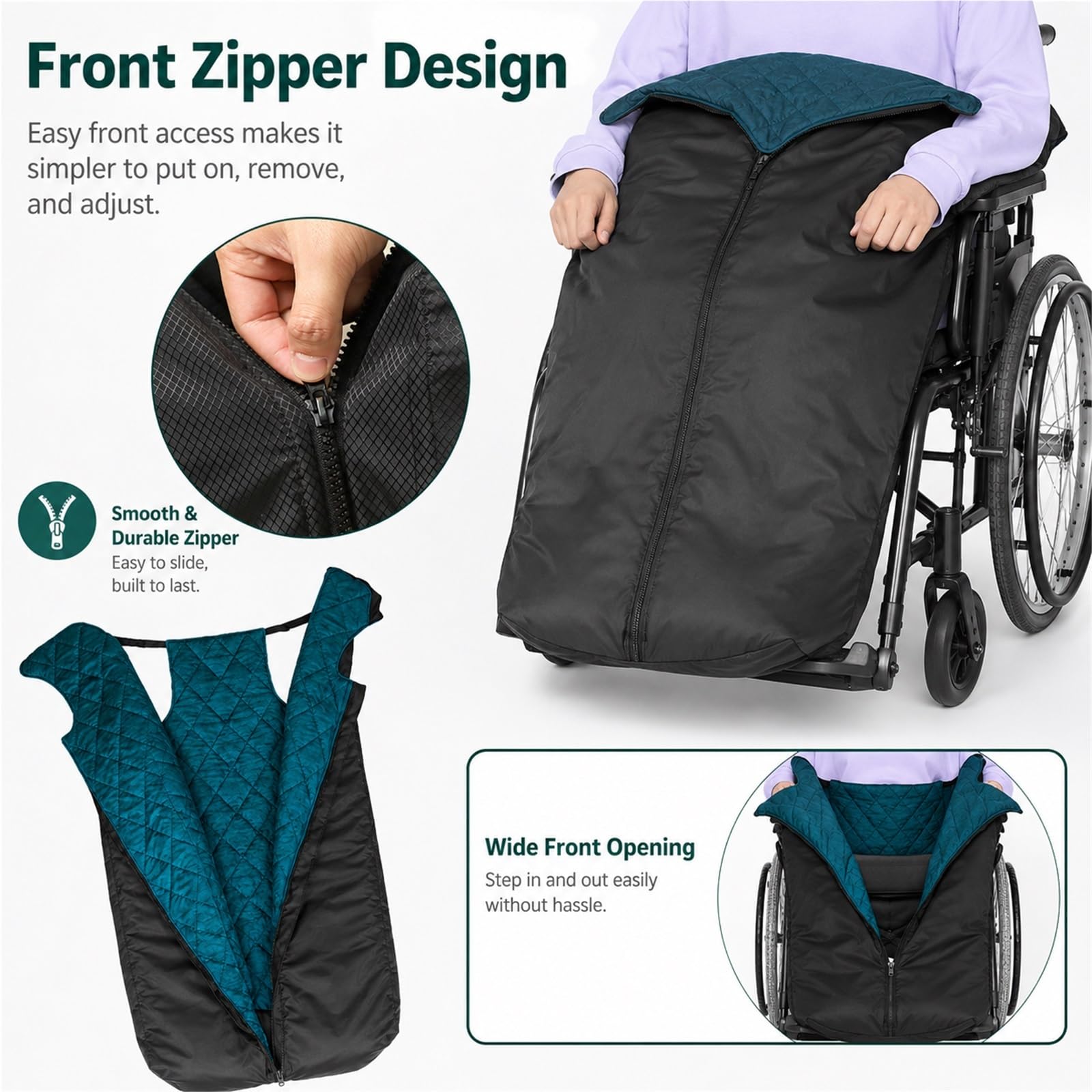 Manta para Silla de Ruedas de Invierno Saco Térmico con Forro Polar Grueso Capa Impermeable y Cortavientos para Personas Mayores y Adultos Cubre Piernas y Cuerpo(Full body style)