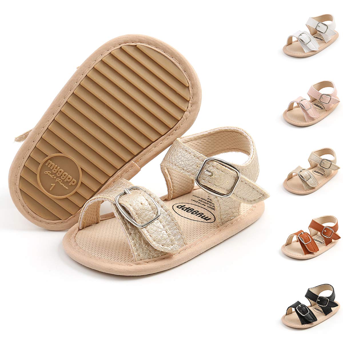 BEBARFERBaby Girls Sandals Toddler Infant Cute Flowers Anti-Skid Rubber Sole First Walkers Summer Shoes