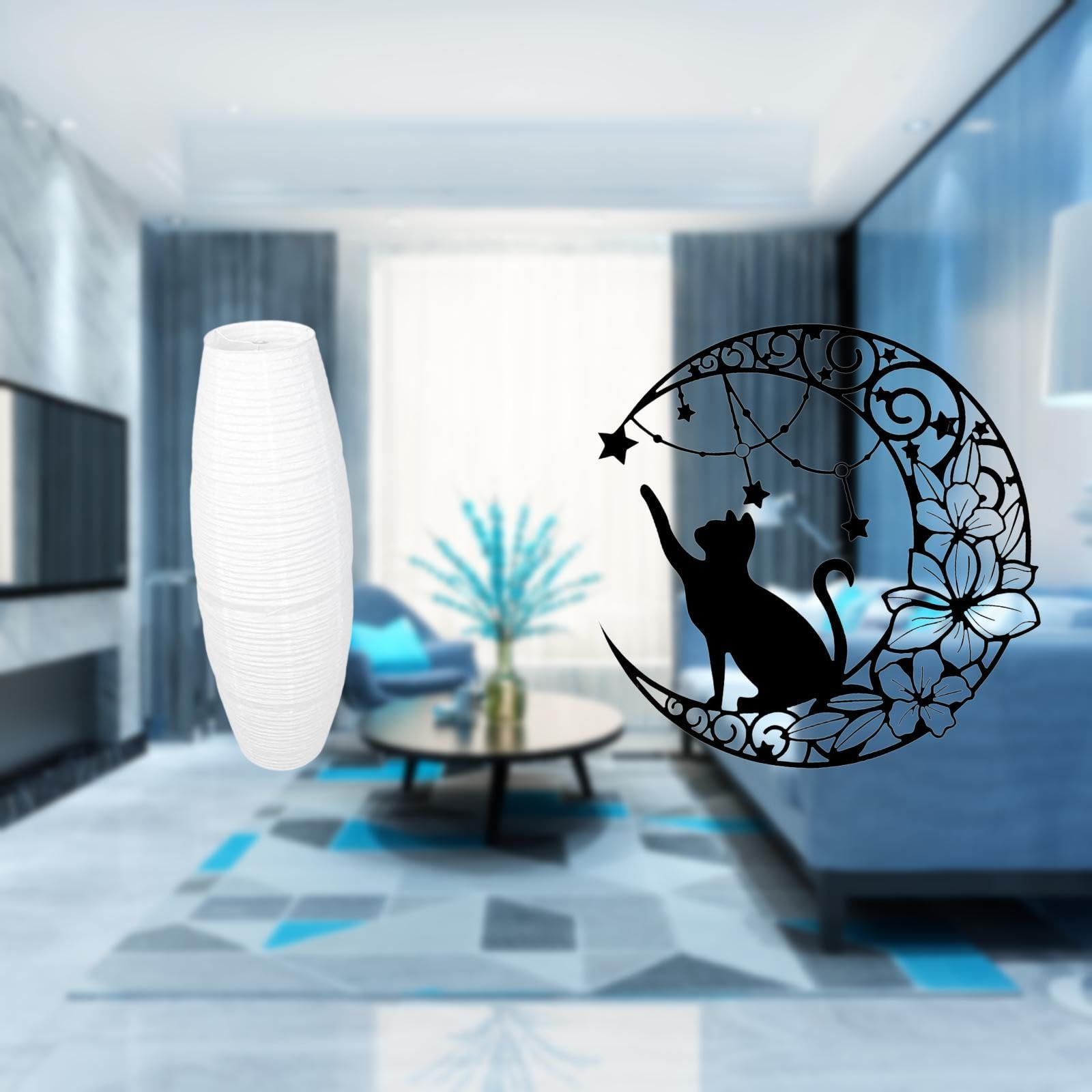 Metal Cat Floor Lamp Decor Black Cat Wall Art Sculpture Simple Lampshade Paper Floor Light Bulb Cage Guard for Bedroom Hotel Cat Lover Gifts-image-7