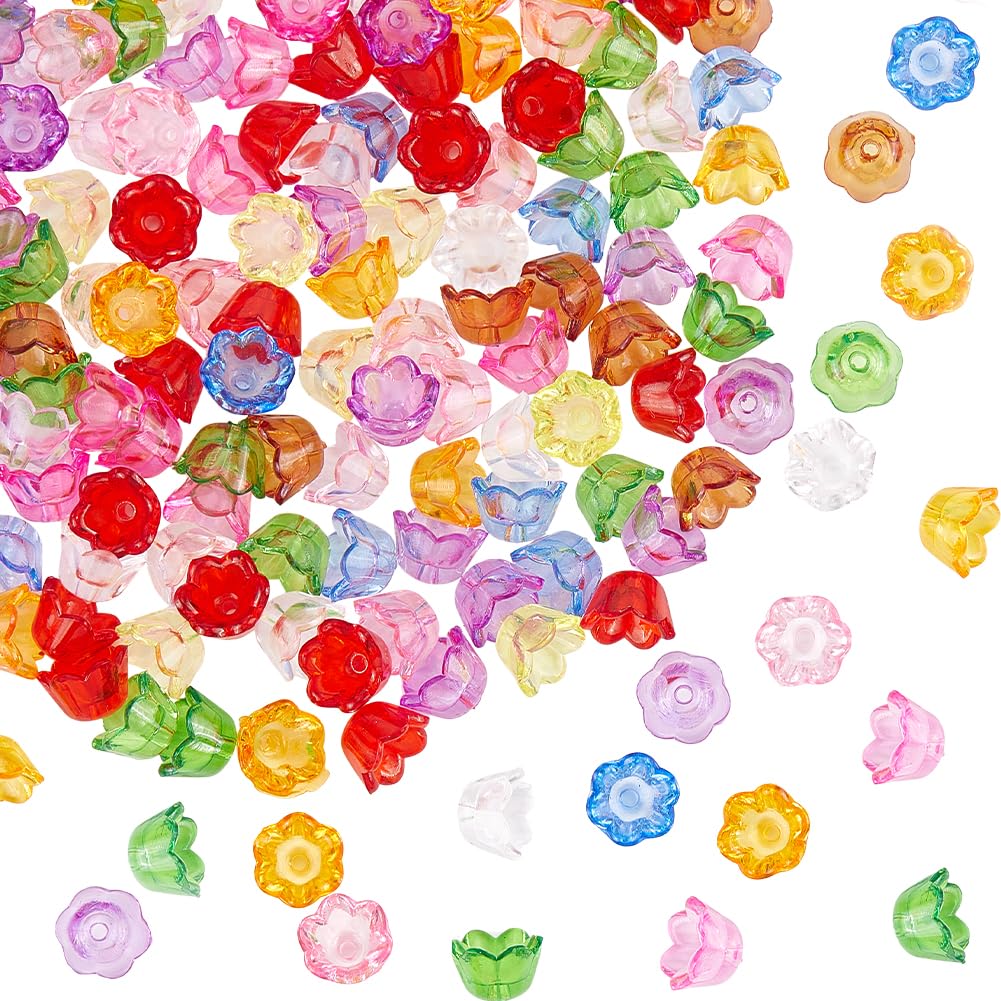 Tapas de cuentas acrílicas de flores con diseño espaciador para hacer pendientes