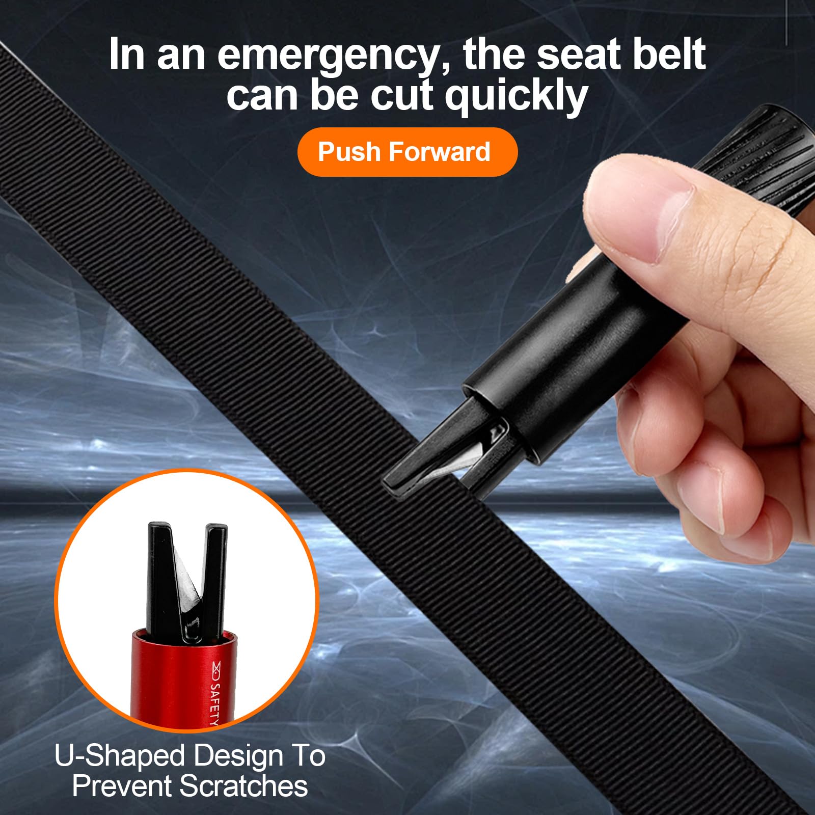 2Pcs Car Window Breaker, 2 in 1 Seat Belt Cutter and Window Breaker with Test Glass & Holders, Safe Hero Life Hammer Flash Hammer for All Vehicles Safety Escape Tool(2Pcs) - 4