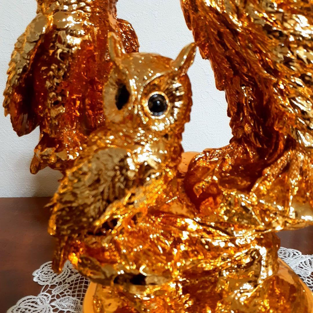 Amazon.co.jp: 開運 金運 ふくろう 金色 ゴールドコーティング 縦×38cm