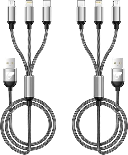 Cargadores para múltiples dispositivos, cable de carga múltiple 3 en 1, cable de carga rápida múltiple de nailon trenzado, adaptador de cable USB